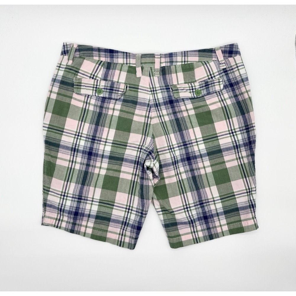 Arizona Jeans Co Green, Blue, And Pink Madras Pattern Bermuda Shorts Size 13